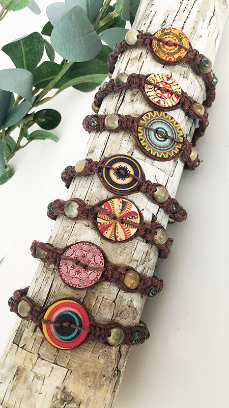 Colorful Boho Chic Wooden Button Button Bracelets for women