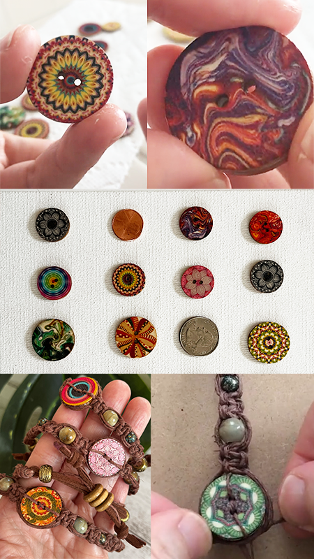 Boho Chic Colorful wooden button bracelets for women