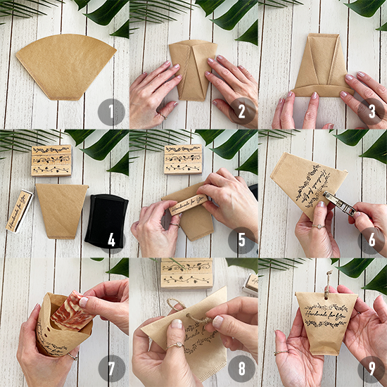 Step-by-Step instructions for coffee filter treat bags