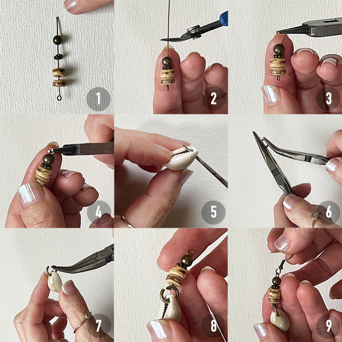 Step-by-step tutorial guides for cowrie shell earrings