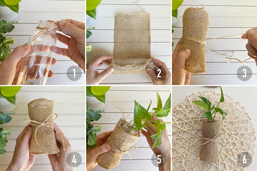 Step-by-step instructions for DIY Jute hanging vase