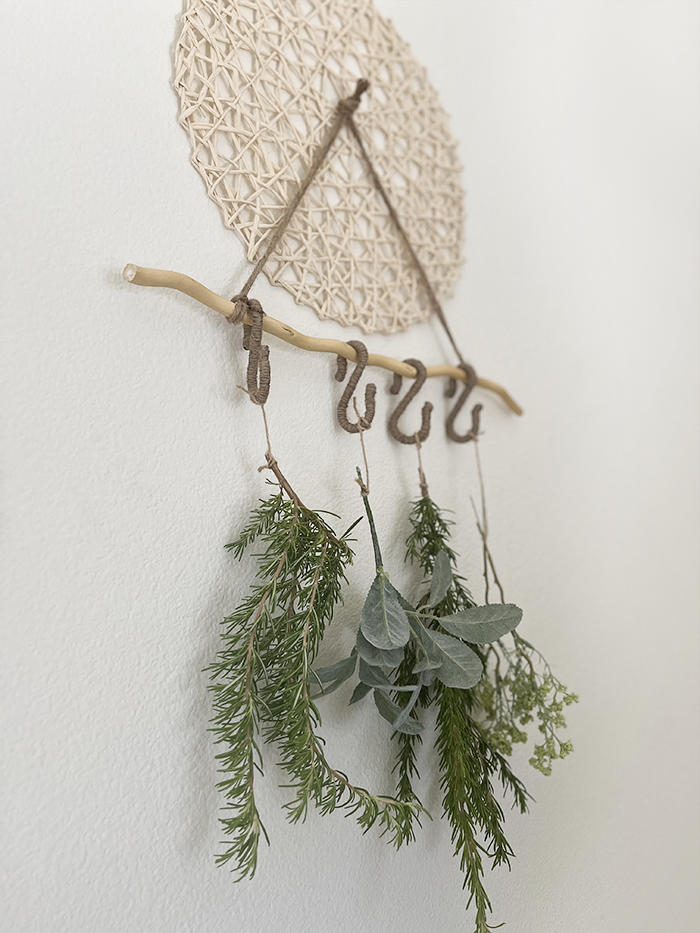 Plant hanging decor natural wood branch with jute s-hooks