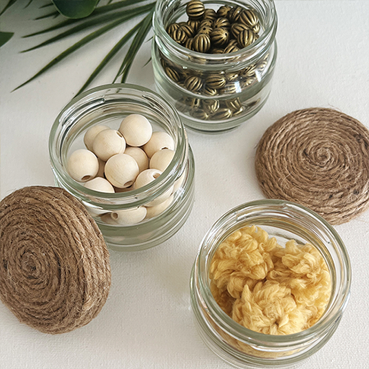 Jewelry materials - yellow yarn ball beads, natural wooden beads, CCB antique brass beads 